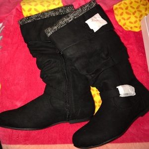 Black suede boots